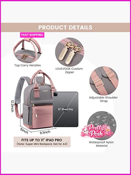 Waterproof Mini Backpack with USB Port, Fashion Daypack, Travel Bookbag main image 5